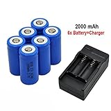 Flashlight,Baomabao 6x 2000mAh 16340 Rechargeable Li-ion Battery For LED Flashlight+CR123A Charger