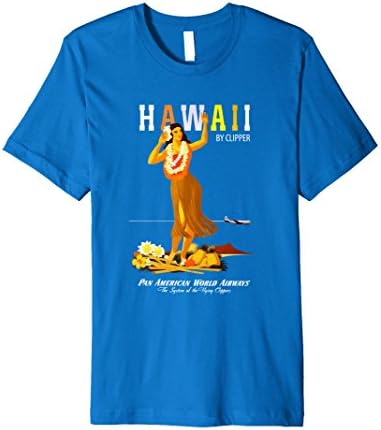 Mens Vintage Hawaii Pan Am Travel T-Shirt Large Royal Blue