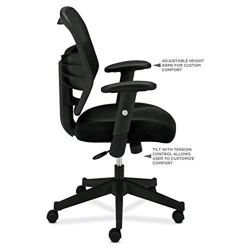 HON Prominent High Back Office Chair, Ergonomic Office Chair, Adjustable Center-Tilt Recline, 360 Swivel, Swivel-Tilt, Black - Thumbnail 7