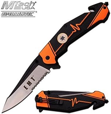 M-Tech EMT Heavy Duty Emergency Spring Assisted Opening Rescue Knife with Seatbelt Cutter