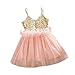 FEITONG Kids Girls Princess Sequins Tulle Lace Tutu Slip Dress (Age:1-2Y, pink)