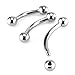 Charisma 3PCS 16G Stainless Steel Curved Barbell Body Piercing Jewelry Eyebrow Labret Tongue Lip Tragus Petite Belly Rings
