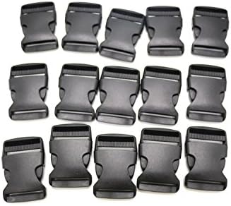 JustThread Flat Side Plastic Buckles - 3/8 5/8 3/4 1 1.25 1.5 2 inch - Multi-Color, Black - Bulk Value Packs - Suitable for Crafts & DIY (1 inch (pack of 100), Black)