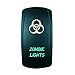 QUNQI STAR 5 pin Laser Backlit Rocker Switch ZOMBIE LIGHTS 20A 12V On/off LED Light Toggle Switch (Green)