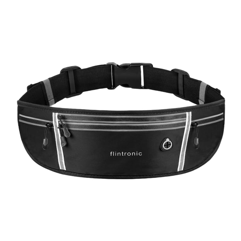 Running Belt, Ultra Slim Money Belt Running Bag, Lightweight Fanny Pack Multi-pocket Bumbags, Waterproof Belt Bag with Headphone Hole, Adjustable Pouch for Workouts, Cycling, Walking & Travel - Unisex
