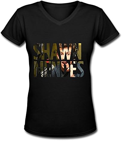 Canadian Singers Shawn Mendes Fan Logo Womens V Neck T Shirt Black