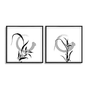 2 Piece Framed Canvas Wall Art for Living Room, Bedroom Ink Theme Canvas Prints for Home Decoration Ready to Hang - 16"x16"x2 Panels