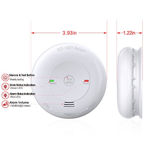 CO Alarm/Detector, 7 Years Battery-Operated Carbon Monoxide Alarm/Detector(Not Hardwired) with Silence Button, Electrochemical Sensor & UL Listed Carbon Monoxide Alarm(Battery included)