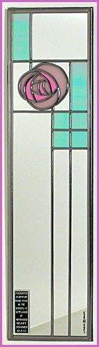 Winged Heart Decorative Stained Glass Mirror in a Mackintosh Rose and Lattice Design in Pink Colour.