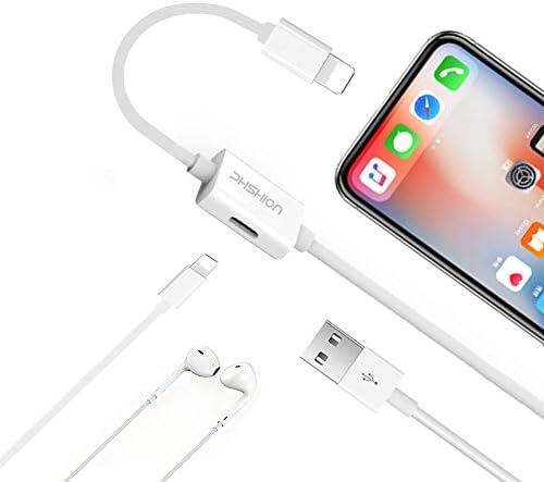 iPhone 7 Plus Adapter &amp; Splitter, Dual Lightning Headphone Audio &amp; Charge Adapter Accessories for iPhone 8 / 8 Plus / 7 / 7 Plus by Phshion