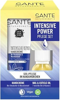 Reparação Intensiva - Kit de cuidados das mãos com manteiga de karité e óleo de macadâmia + óleo de unhas para unhas e cutículas com 7 óleos orgânicos, cuidados intensivos para as mãos