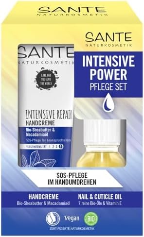 Intensive Repair Kit de soin pour les mains avec crème pour les mains au beurre de karité et huile de macadamia + huile pour ongles Nail & Cuticle avec 7 huiles biologiques, soin