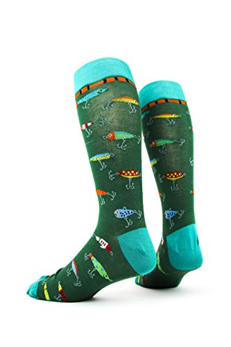 Foot Traffic, Men's Outdoors-Themed Socks, Fishing Lures (Shoe Sizes 7-12)