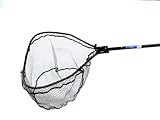Ranger Nets Knotless Flat Bottom Rubber Coated Net with Telescopic Octagon Handle, 25x25-Inch, Black