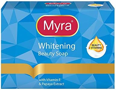 Myra Whitening Beauty Soap with Vitamin E and Papaya Extract and Beauty Vitamins by Myra E 90g