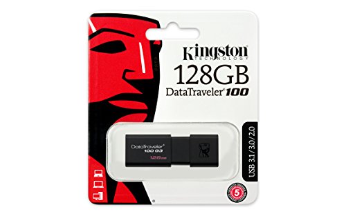 Kingston Digital 128GB DataTraveler 100 G3 USB 3.0 100MB/s Read, 10MB/s Write (DT100G3/128GB)