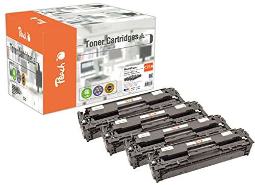 Peach C718 Spar Pack Tonermodule (BK, C, M, Y) ersetzt Canon No. 718, 2659-2662B002 für z.B. Canon ISensys MF 8540 cdn, Canon ISensys MF 8580 cdw, Canon ISensys MF 8360 cdn, Canon ISensys LBP -7200, cyan, gelb, magenta, schwarz