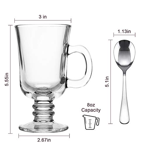 8oz Coffee Mug,QAPPDA Glass Mugs With Handle,Clear Cups With Handle,Glass Cup Tea Cup Drinkware For Beer,Juice,Beverages,High Base Glass Latte Cups Cappuccino Mugs,Irish Coffee Mugs Set of 8 KTZB22