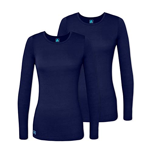 Adar 2 Pack Women's Comfort Long Sleeve T-Shirt/Underscrub Tee - 2902 - NVY - S