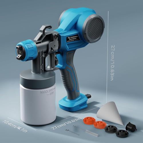 Tilswall Paint Sprayer Ideal for Beginners, Ultra Lightweight Spray Paint Gun Easy to Use and Clean, Multi-purpose Spray Gun with 4 Nozzles & 3 Patterns, Electric Paint Sprayer for Walls and Ceilings
