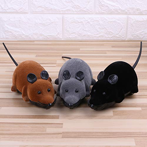 Qupida Cats Interactive Electric Toys Simulation Mouse Remote Control Prank Trick Gifts (Black)