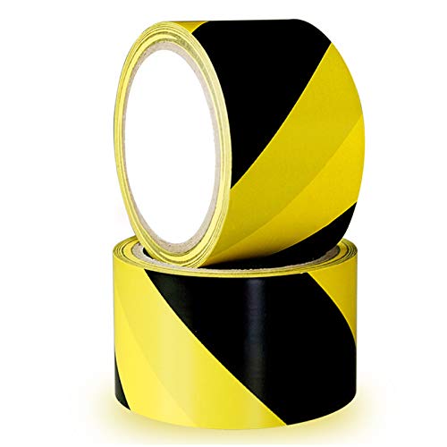 YTBUBOR Safety Tapes 2 Pack 70mm x 20m Black & Yellow Self Adhesive Hazard Warning Tape