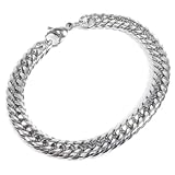 Stainless Steel Tight Double Link Curb Chain Bracelet 8mm