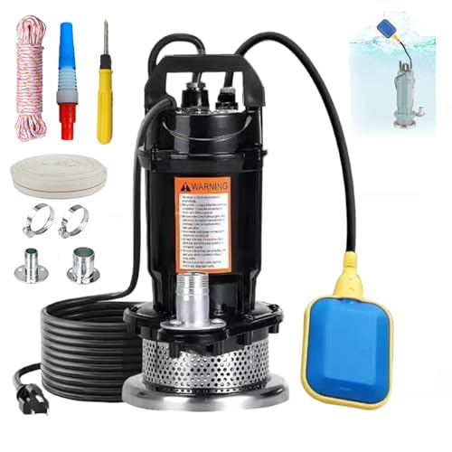 Bomba Sumergible 1.5 HP 1100W, Agua Limpia/Sucia, Bombas Sumergibles Agua Con Línea, Gran Poder De Succión,Toma de Río,Riego de Jardine, Doméstica Color Negro