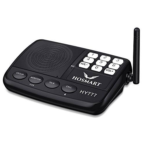 Hosmart 1/2 Mile LONG RANGE 7-Channel Security Wireless Intercom System for Home or Office (2017 New vesion) [1 stations Black]