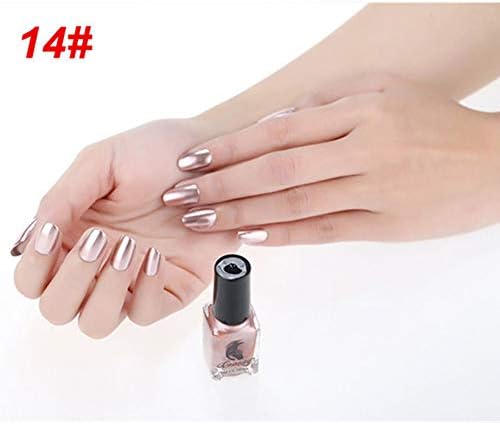 Acamifashion 6ml Metallic Chrome Mirror Effect Manicure Tool Nail Art Polish Varnish Sticker - #14 Mirror Rose Gold