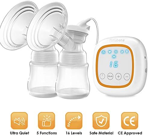 Breast Pump, Portable Electric Breastfeeding Pump Double Set 16 Suctions Breast Massage with LED Touch Screen (Dual)