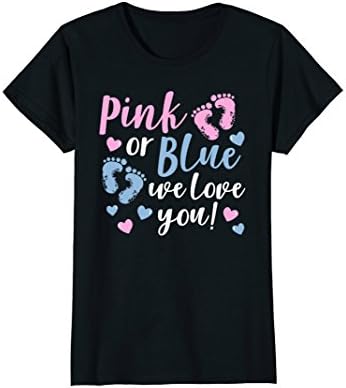 Womens Pink or Blue We Love You Baby Shower T-Shirt Large Black
