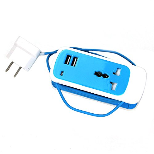 Maxfind Universal Multifunctional Patch Board 1 Outlet & 2 USB Charging Port Combined Home Surge Protector Power Strip Power Plug Plate USA Plug for Iphone 5s Iphone 6 Samsung Galaxy (Blue)