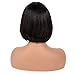 Jiao Li Brazilian Glueless Human Hair Bob Wig with Bang Yaki Machine Made Short Wigs (10, 1B)