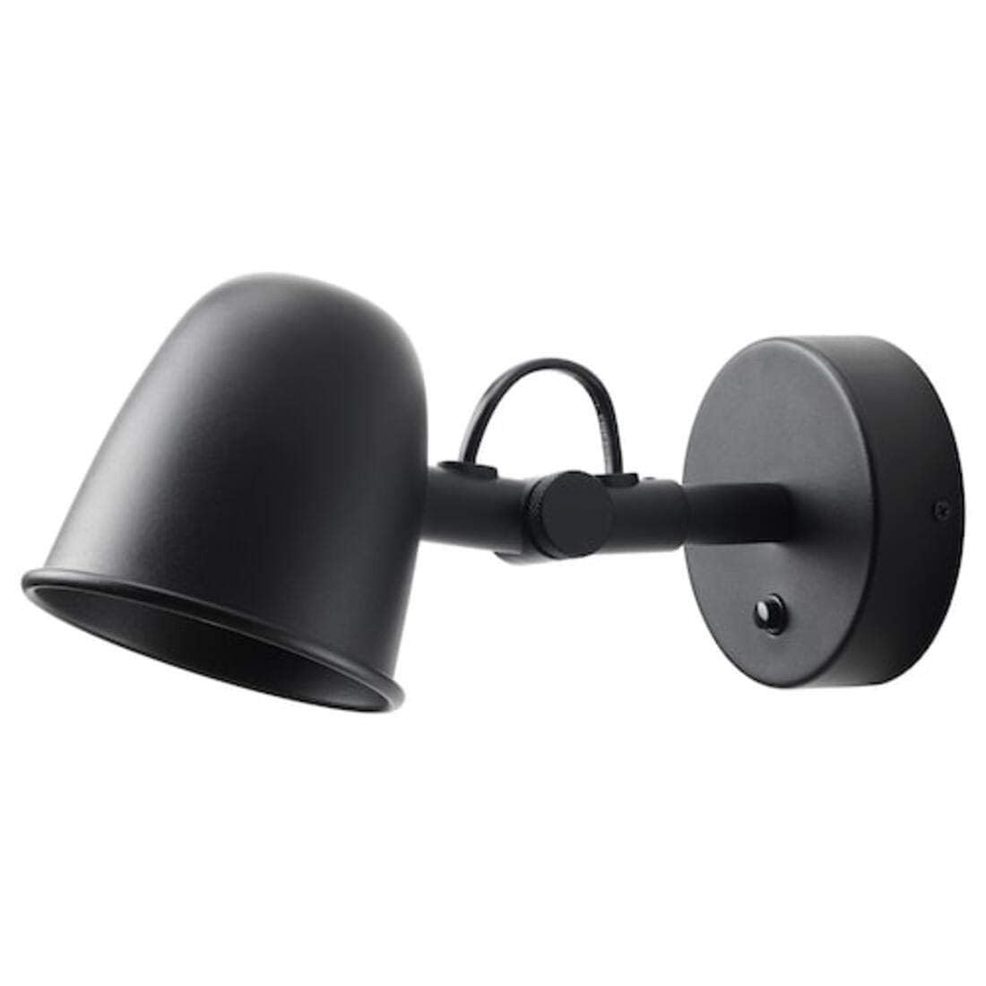 Ikea SKURUP Wall-Mounted Bedside Spotlight Lamp, GU10, Black, Steel