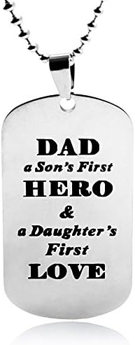 LITTONE To DAD Dogtag Mens Pendant Necklace Stainless Steel Dog Tag Family Love Gift Words For Dad With 24" Wheat Chain (ALITTONEOO2-B)