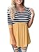 Liyuandian Womens Striped Flared Hem Ruffle 3/4 Sleeve Loose Peplum Babydoll Tunic Tops