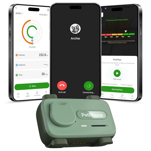 Pet Phone – Smart GPS Pet Tracker with Real-Time Location, Two-Way Communication, Emotional Support, and Unlimited Data | Ideal for Dogs and Cats | Up to 5-Day Battery (Green)