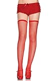 Leg Avenue Women's Fishnet Thigh High Stockings With Elastic Top, Red, One Size