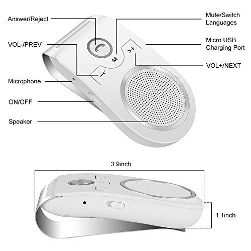 Upgraded 2019 Bluetooth Speaker for Car, Handsfree Car Kits with Enhanced HD Sound, Wireless in-car Speakerphone for Hands Free Calling | Siri & Google Assistant | 3W Speaker | GPS | Music Streaming - Thumbnail 5