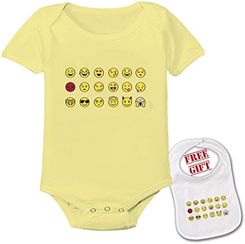 Emoji - Cute Custom boutique Baby bodysuit onesie &amp; matching bib
