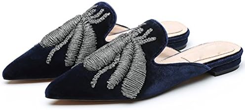 Mavirs Slippers for Women Womens Black Flats Shoes Women's Slip On Loadfers Pointed Toe Slipper Size 4