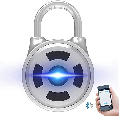 Bluetooth Lock Smart Padlock Bluetooth App Control Button Password LED Indicate Button Battery Security Lock Anti-Theft Keyless Padlock Outdoor for Android iOS