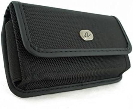 Black Rugged Canvas Side Case Cover Protective Pouch Belt Clip for BLU Vivo 5 - CAT S41 - CAT S61