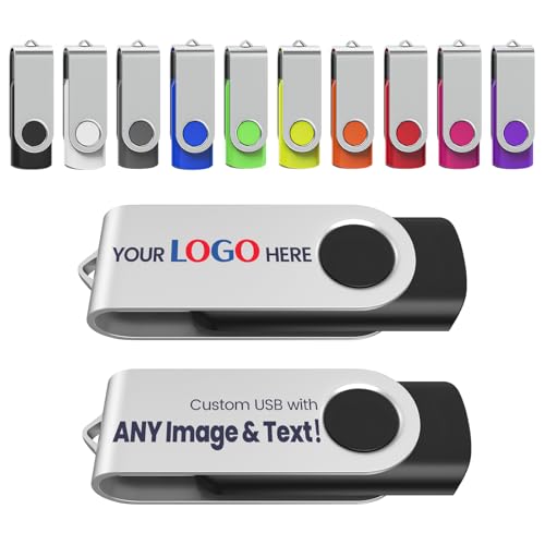 Personalized Flash Drives 8GB, Wooolken Customizable USB 2.0 Thumb Drives 10/20/50/100 Pack, Logo Memory Stick Custom Flash Drive Engraved Logo (Mixcolors)