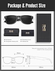 LUENX Square Retro Men Polarized Sunglasses 80s