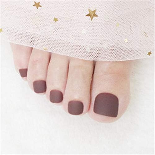 BloomingBoom 24 Pcs 12 Sizes Full Cover False Fake Nail Toes Toenail Artificial Design Nail Art Tips Women Girls Matte Brown