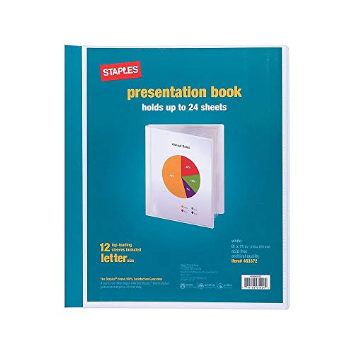 Staples 463372 Presentation Binder 12 Sleeve Capacity White (21621)