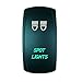 QUNQI STAR 5 pin Laser Backlit Rocker Switch SPOR LIGHTS 20A 12V On/off LED Light Toggle Switch (Green)