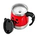 LEADNOVO Self Stirring Coffee Mug Electric Stir Stainless Steel Automatic Self Mixing Cup for Morning Office Travelling 450ml/15.2oz (Red)
